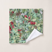 Motif de Noël Red Green Holly (Gant de toilette)