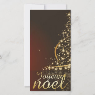 Motif de Noël rouge avec arbre de Noël doré Feestdagenkaart