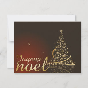 Motif de Noël rouge avec arbre de Noël doré Kaart