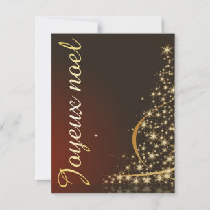Motif de Noël rouge avec arbre de Noël doré Kaart
