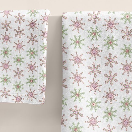 Motif de Noël rouge et vert de flocon de neige