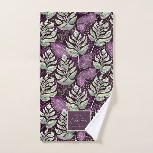 Motif de Noël vert violet #29 ID1009 (Serviette à main)