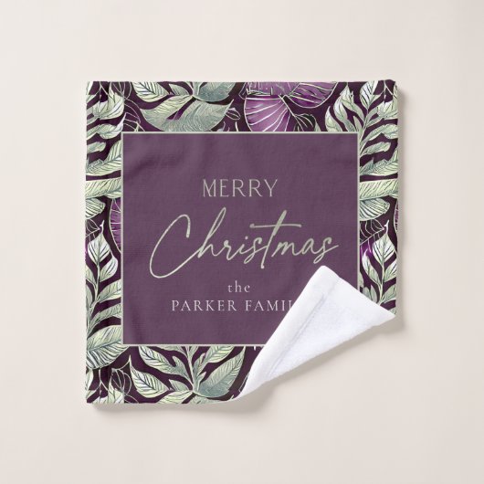 Motif de Noël vert violet #29 ID1009 (Gant de toilette)