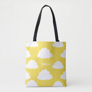 Motif de nuages blancs Sac fourre-tout jaune perso