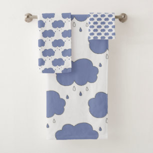 Motif de nuages de pluie bleu amusant
