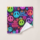 Motif de paix néon coloré (Gant de toilette)