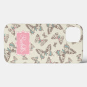Motif de papillon crème brun nom rose coque ipad (Verso (horizontal))