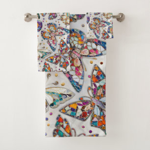 Motif de papillon en mosaïque coloré sur perle