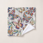 Motif de papillon en mosaïque coloré sur perle (Gant de toilette)