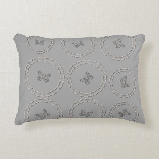 Motif de papillon gris argent mou Coussin (Devant)