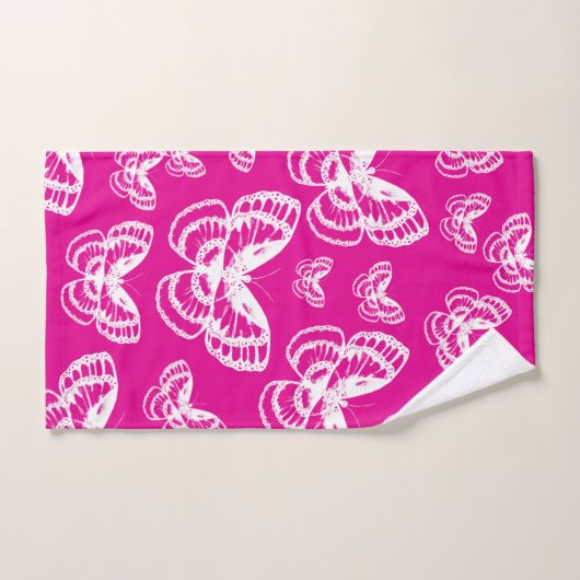 Motif de papillons rose et blanc (Serviette à main)