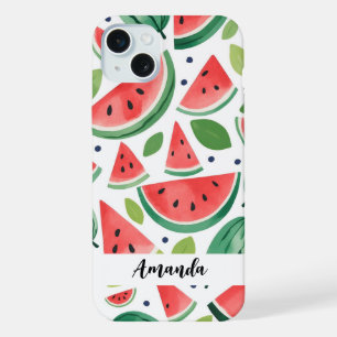 Motif de pastèque mignon aquarelle nom personnalis