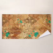 Motif de patchwork de grunge Brown avec étoiles et (Serviette de bain)