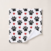 Motif De Pâtes, Pâtes De Chien, Pâtes Noires, Coeu (Gant de toilette)
