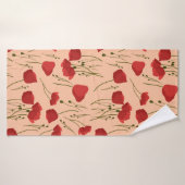 Motif de pavot sans couture sur fond beige (Serviette de bain)