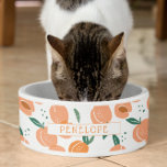 Motif de pêche d'été doux | Monogram Bowl<br><div class="desc">Design dispose d'un motif en alliage de pêches juteuses dans les tons pastel et orange, avec votre nom ou choix de personnalisation. Ajoutez votre libellé personnalisé à cette conception à l'aide des cases "Modifier ce modèle de conception" situées à droite de l'élément, ou cliquez sur le bouton bleu "Customiser" pour...</div>