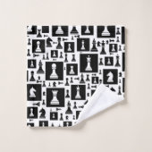 Motif de pièces d'échecs - noir et blanc (Gant de toilette)