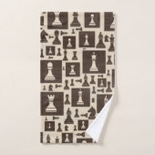 Motif de pièces d'échecs - Texture en bois (Serviette à main)