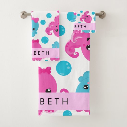 Motif de pieuvre, Pieuvre mignonne, Mer, Votre Nom (En situation)