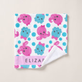 Motif de pieuvre, Pieuvre mignonne, Mer, Votre Nom (Gant de toilette)