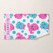 Motif de pieuvre, Pieuvre mignonne, Mer, Votre Nom (Serviette à main)