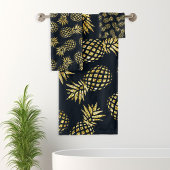 Motif de pineapple en or bleu marine