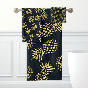 Motif de pineapple en or bleu marine