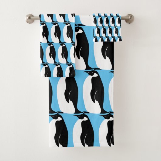 Motif de pingouin Aqua noir blanc (En situation)