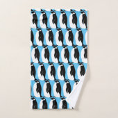 Motif de pingouin Aqua noir blanc (Serviette à main)