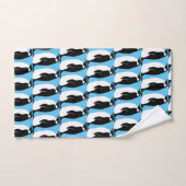 Motif de pingouin Aqua noir blanc (Serviette à main)