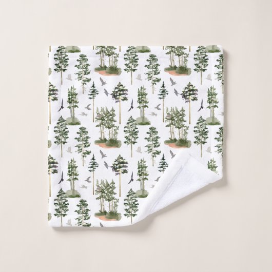 Motif de pins rustiques (Gant de toilette)