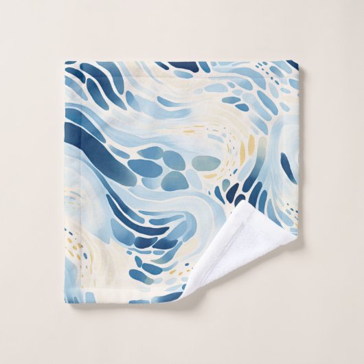 Motif de plage Blue Abstrait Waves (Gant de toilette)