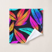 Motif de plume néon Art vibrant (Gant de toilette)