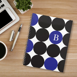Motif de point bleu noir monogramme en gras