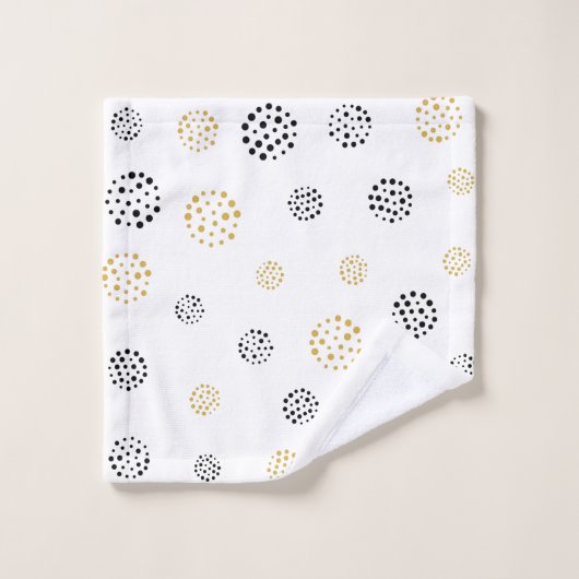 Motif de points abstraits noir et or (Gant de toilette)