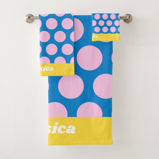 Motif de points Big Polka bleu et rose Personnalis (En situation)