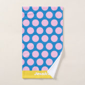 Motif de points Big Polka bleu et rose Personnalis (Serviette à main)