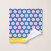 Motif de points Big Polka bleu et rose Personnalis (Gant de toilette)