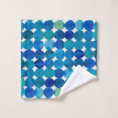 Motif de points - bleu et vert (Gant de toilette)