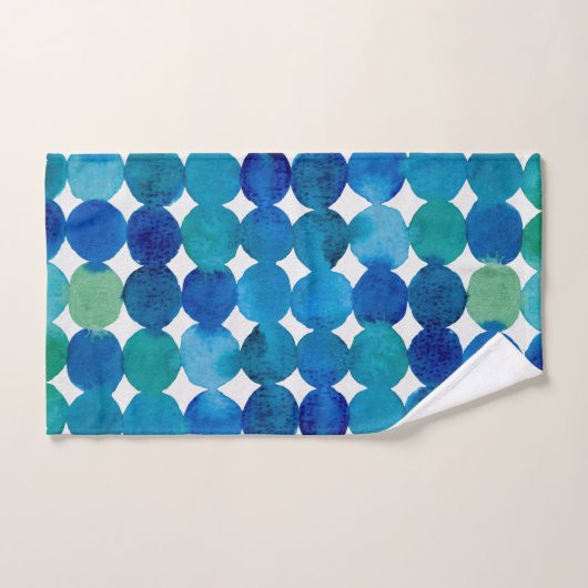 Motif de points - bleu et vert (Serviette à main)