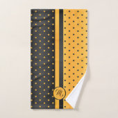 Motif de points de Polka noir et jaune (Serviette à main)