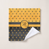 Motif de points de Polka noir et jaune (Gant de toilette)