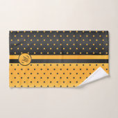 Motif de points de Polka noir et jaune (Serviette à main)