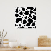 Motif de points de vache Poster de animal noir et  (Cuisine)
