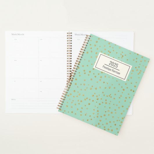 Motif de points dorés Glam Mint Green Personnalisé (Devant avec enveloppe)