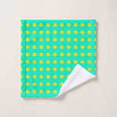 Motif de points rétro mignons en vert et jaune  (Gant de toilette)