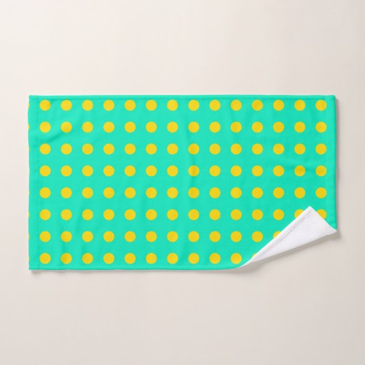 Motif de points rétro mignons en vert et jaune  (Serviette à main)