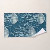 Motif de poisson marine bleu et blanc gelée (Serviette à main)