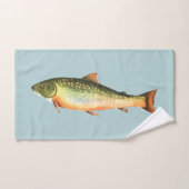 Motif de poissons de truite sur bleu et blanc (Serviette à main)
