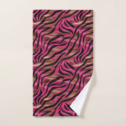 Motif de Poster de animal Black Pink Gold Zebra (Serviette à main)